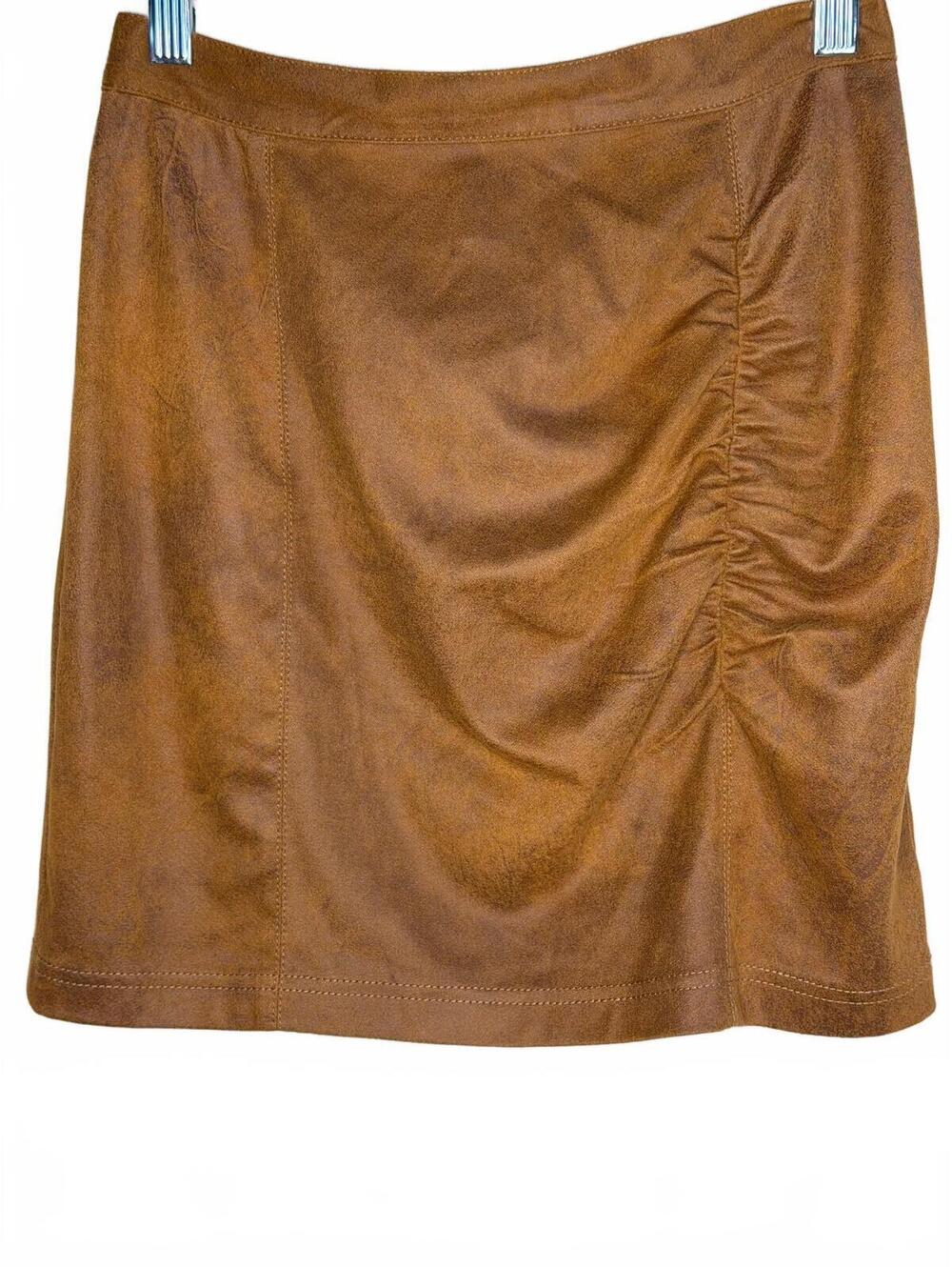 Free People Brown Faux Suede Mini Skirt XS